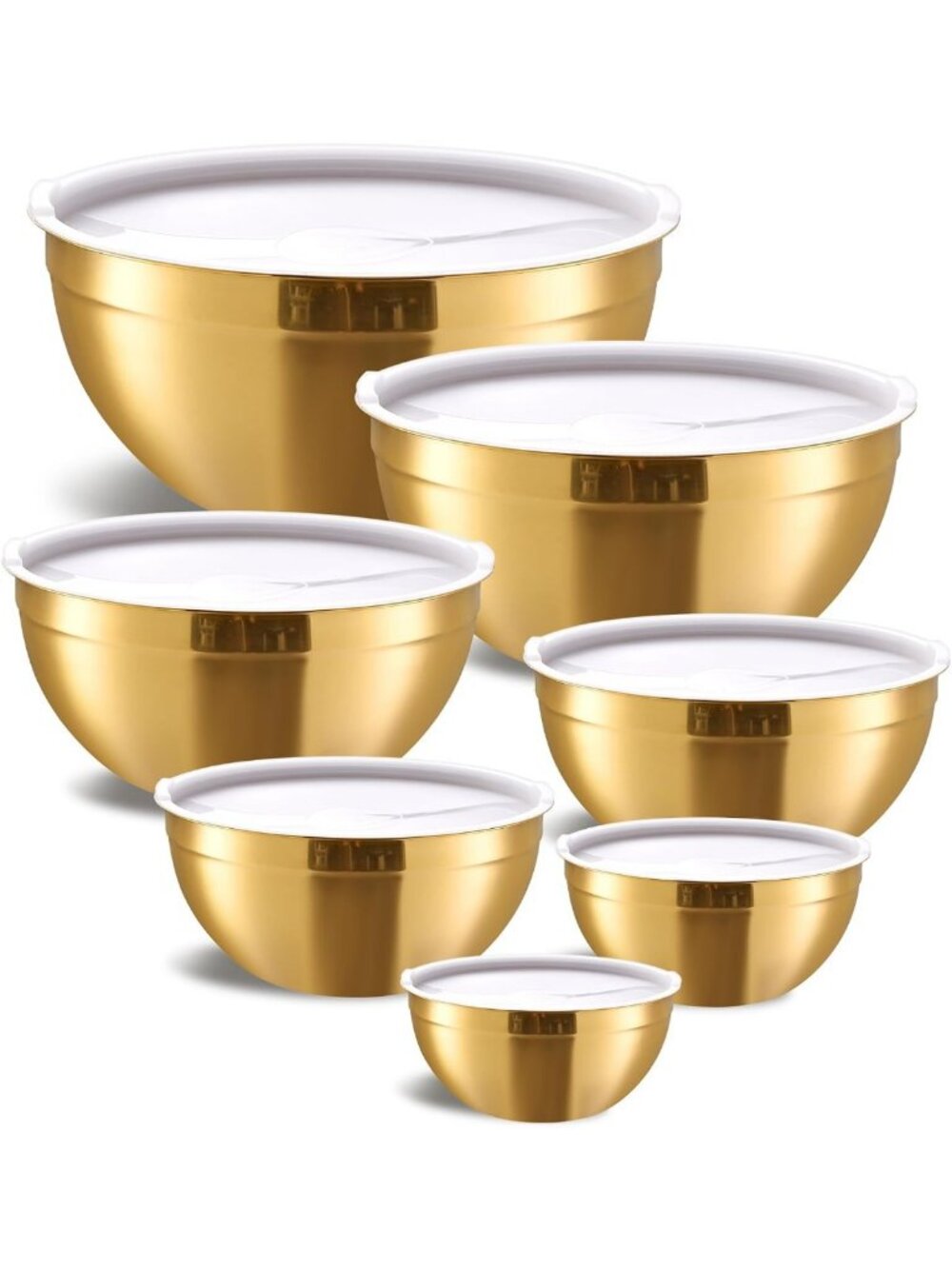 Stackable Stainless Steel Mixing Bowls Set of 7 with Airtight Lids for Baking